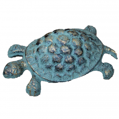 G048- CAST IRON TURQUOISE TURTLE